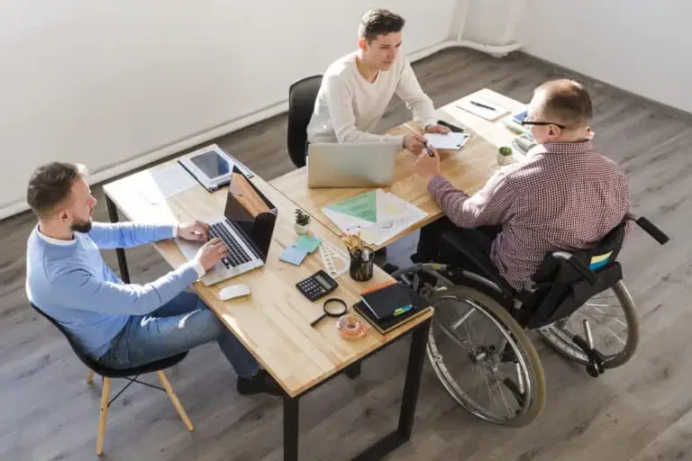 group adult men working together office