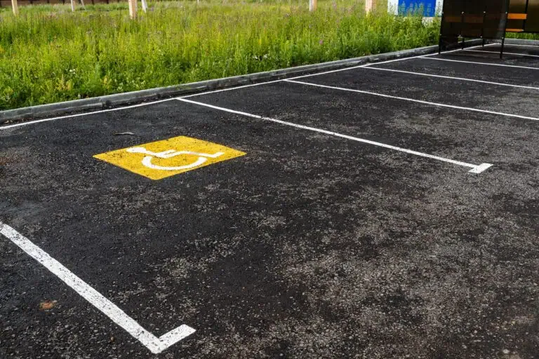 vecteezy a yellow sign on the asphalt shows a parking place for 38274162 1