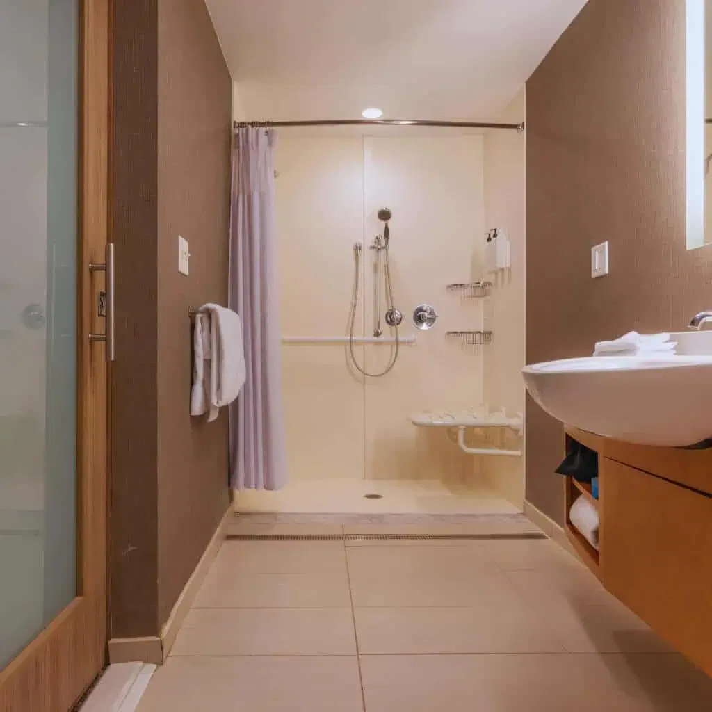 Accessible Roll In Shower in ADA Compliant Bathroom
