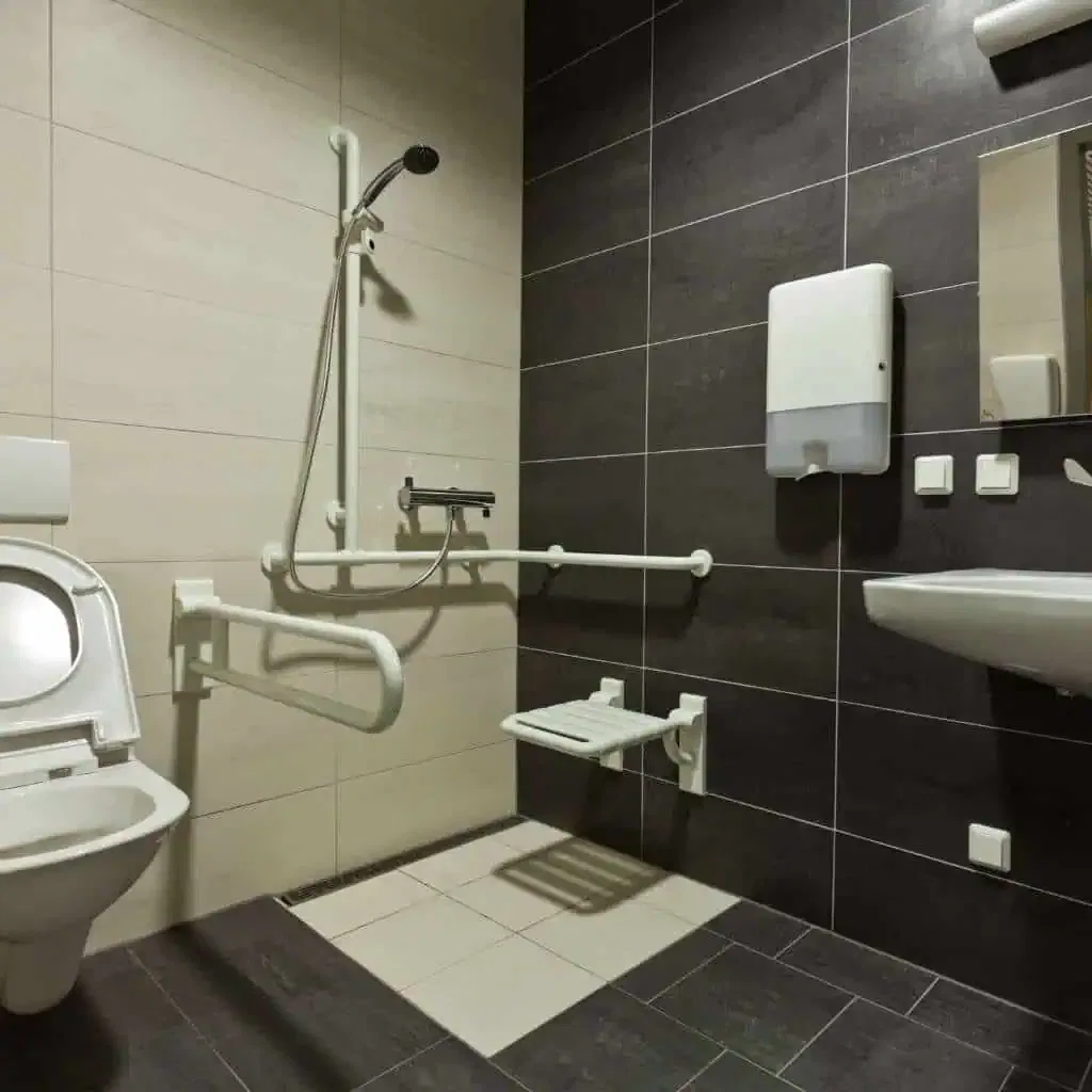 Accessible Toilet and Shower Stall Clearance California ADA Transfer Space
