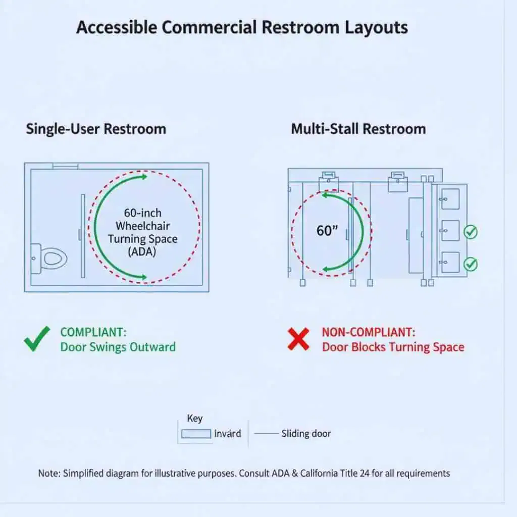 Single User vs Multi Stall Restroom Compliance Layout