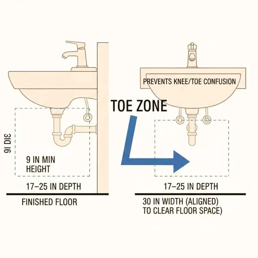 ADA Toe Clearance Dimensions at an Accessible Sink