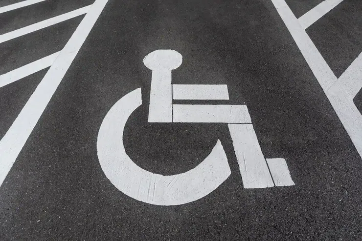 handicapped disabled parking sign painted road asphalt 29505 605