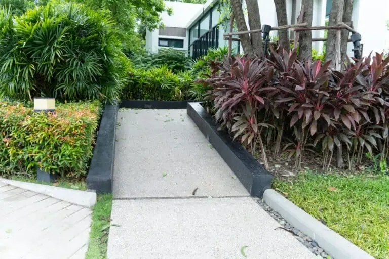 Gentle sloped pathway with edge protection and compliant gradient for wheelchair access