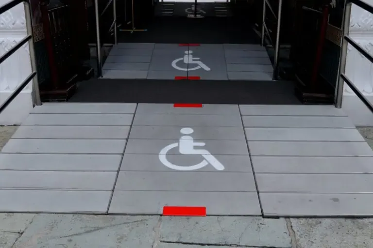vecteezy white sign wheelchair on gray slope floor entrance building 39642087 1