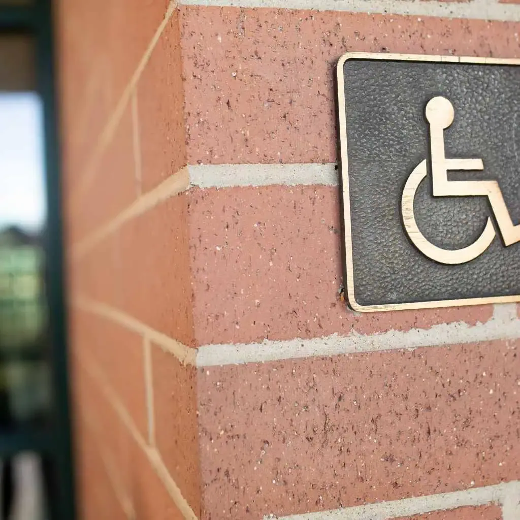 ADA Accessibility Sign Outside Fresno Business Entrance