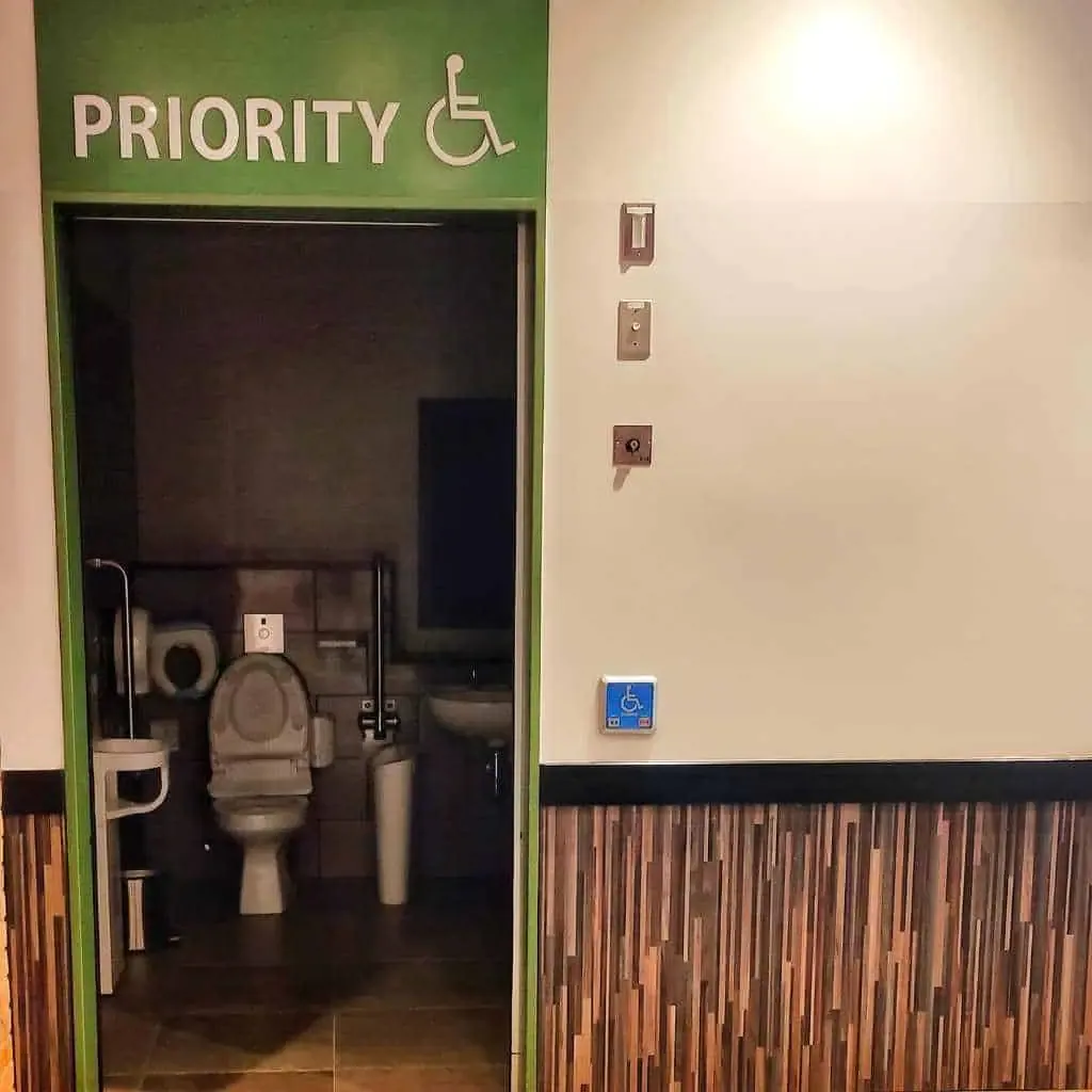 Priority Accessible Restroom Entry with Required Hardware