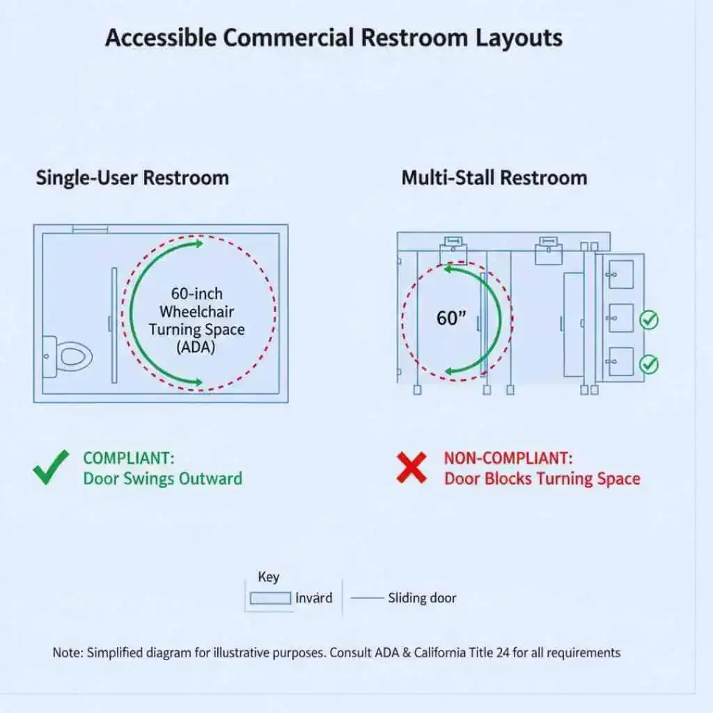 Single User vs Multi Stall Restroom Compliance Layout